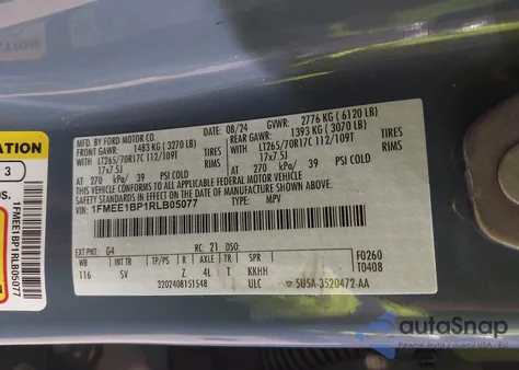 2024 Ford Bronco Black Diamond z USA, uszkodzony, nr VIN 1FMEE1BP1RLB05077